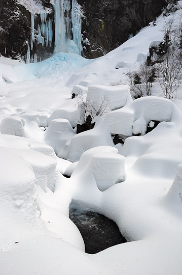 平湯大滝と雪